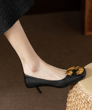 Black Faux Leather Square Toe Sequined Splicing High Heels