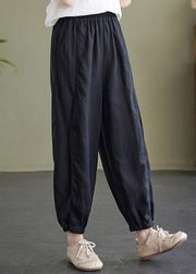 Black High Waist Cozy Solid Crop Pants