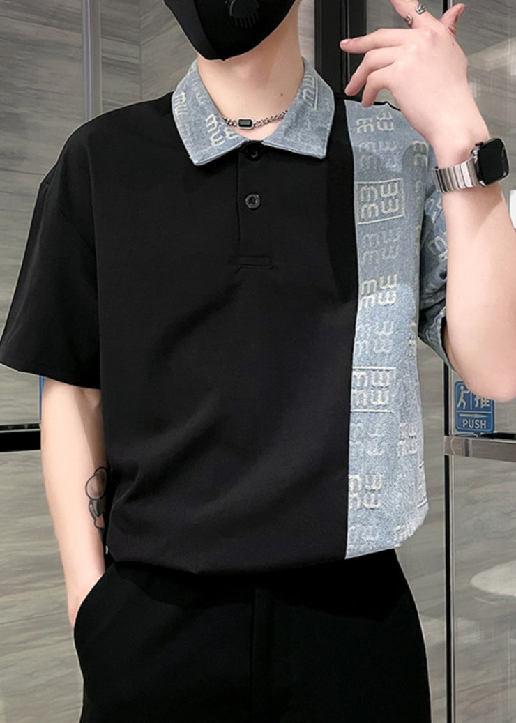 Black Letter Patchwork Cotton Men&