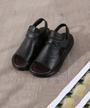 Black Sandals Splicing Wedge Sandals Peep Toe