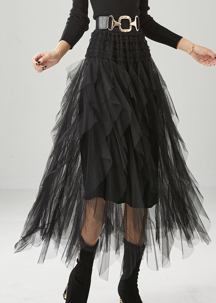 Black Slim Fit Tulle Holiday Skirts Summer