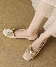 Black Soft Comfy Women Bow Zircon Splicing Flats