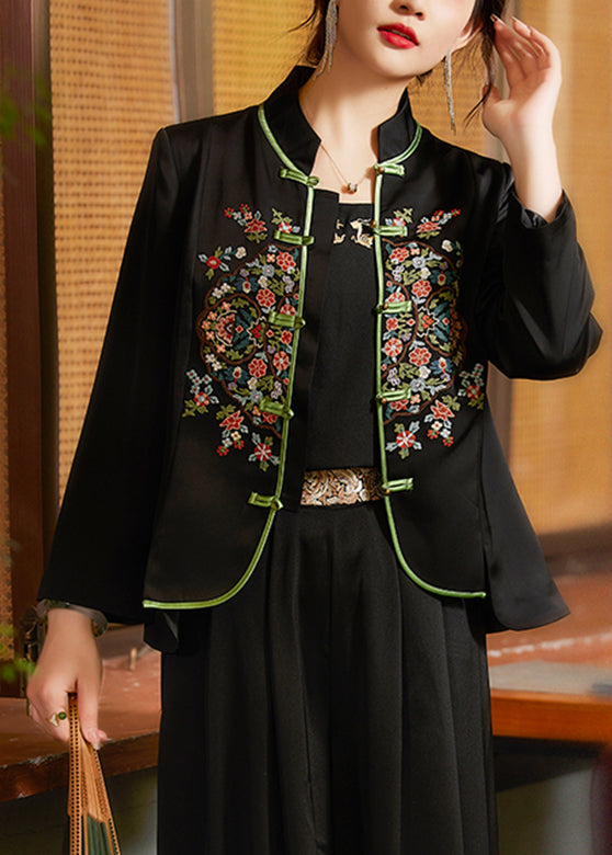 Black Stand Collar Patchwork Button Shirt Bottoming Shirt