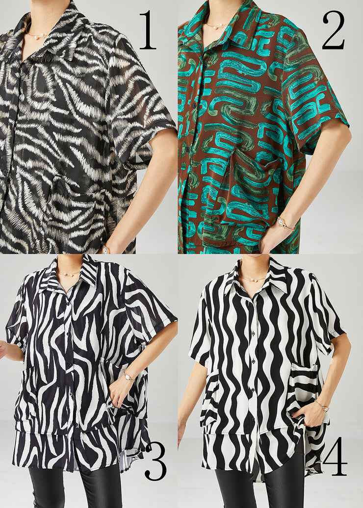 Black Wave Striped Spandex Shirts Oversized Summer