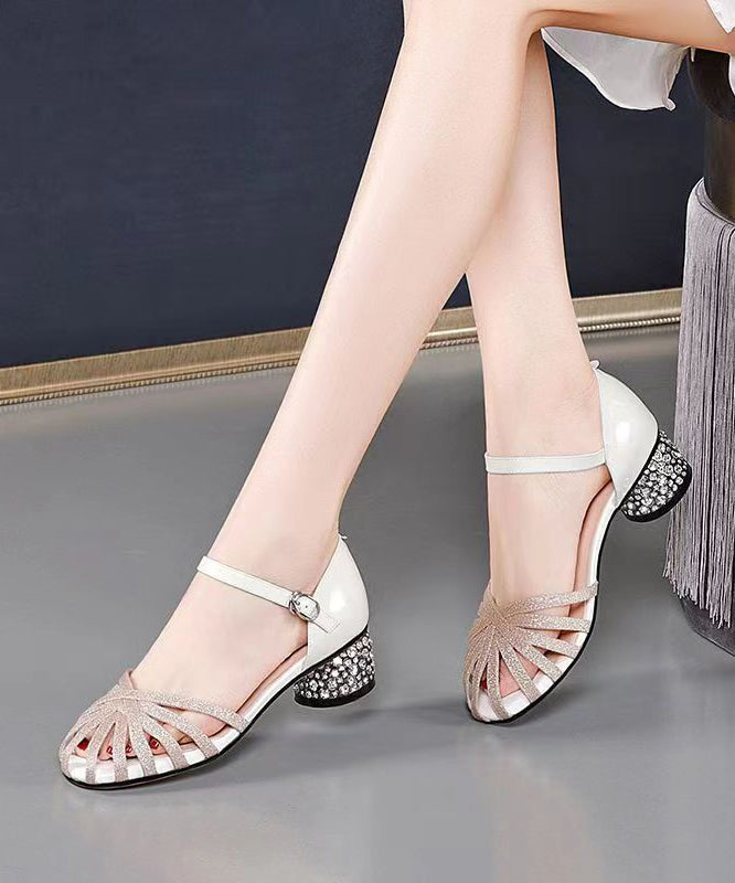 Blue Fashion Hollow Out Buckle Strap Chunky Sandals