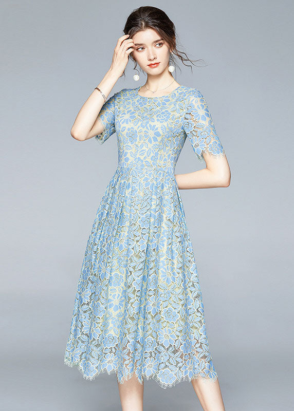 Blue Lace Cinch Dresses Zip Up Exra Large Hem Summer