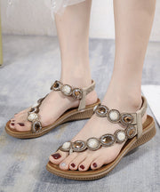 Bohemian Apricot Zircon Patchwork Flip Flops Sandals