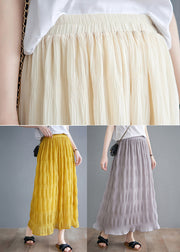 Bohemian Beige High Waist Draping Cotton Pleated Skirts Summer