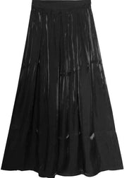 Bohemian Black High Waist Draping Silk Wide Leg Pants Fall