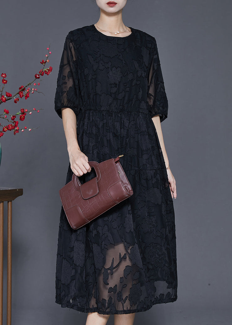 Bohemian Black Jacquard Chiffon Robe Dresses Summer