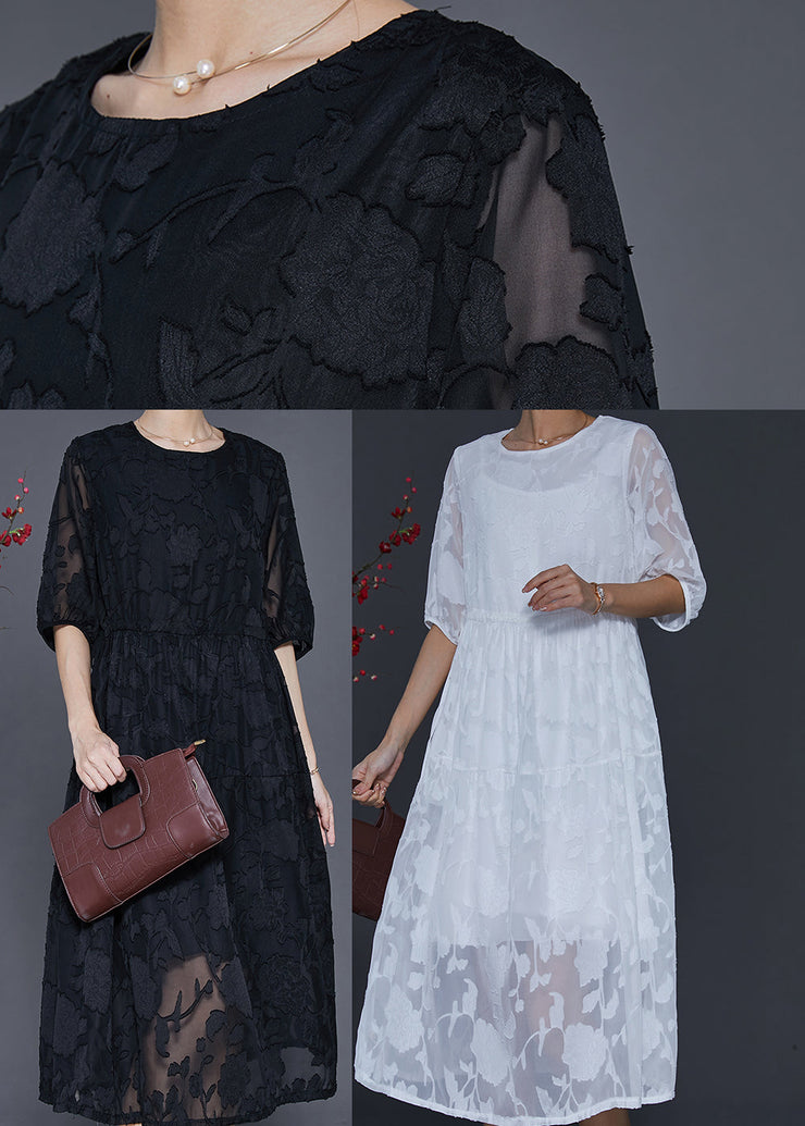 Bohemian Black Jacquard Chiffon Robe Dresses Summer