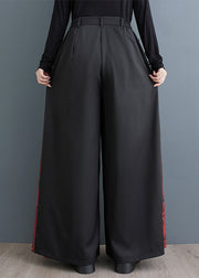 Bohemian Black Oversized Patchwork Cotton Wide Leg Pants Fall