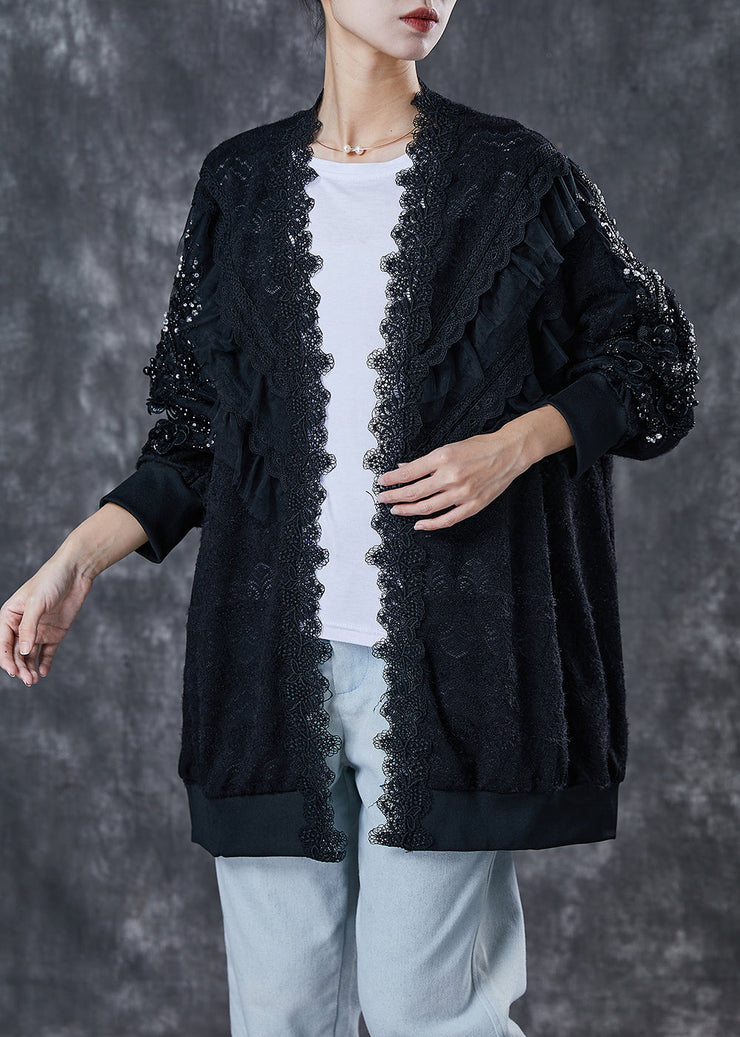 Bohemian Black Oversized Patchwork Lace Cardigan Spring