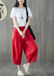 Bohemian Black Oversized Patchwork Pockets Linen Harem Pants Summer