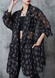 Bohemian Black Oversized Print Chiffon Cardigan Summer