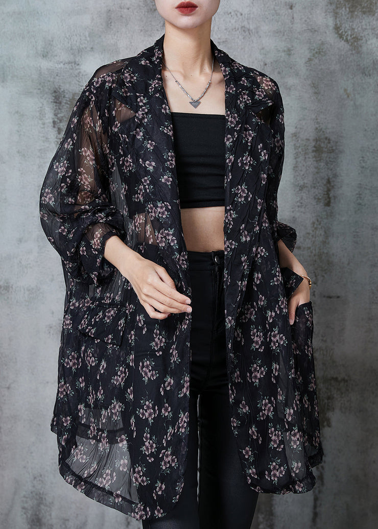 Bohemian Black Oversized Print Chiffon Cardigan Summer