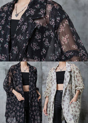 Bohemian Black Oversized Print Chiffon Cardigan Summer