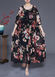 Bohemian Black Oversized Print Chiffon Dress Summer