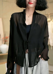 Bohemian Black Tasseled Patchwork Tulle UPF 50+ Coat Summer