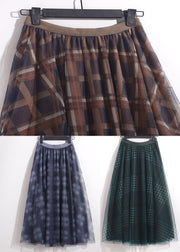 Bohemian Blue Elastic Waist Print Tulle Skirt Spring