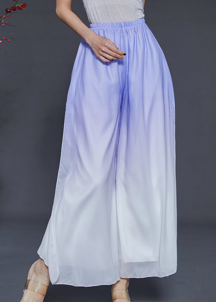 Bohemian Blue Gradient Color Chiffon Wide Leg Pants Summer