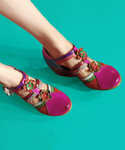 Bohemian Blue Hollow Out Floral Splicing Chunky Sandals