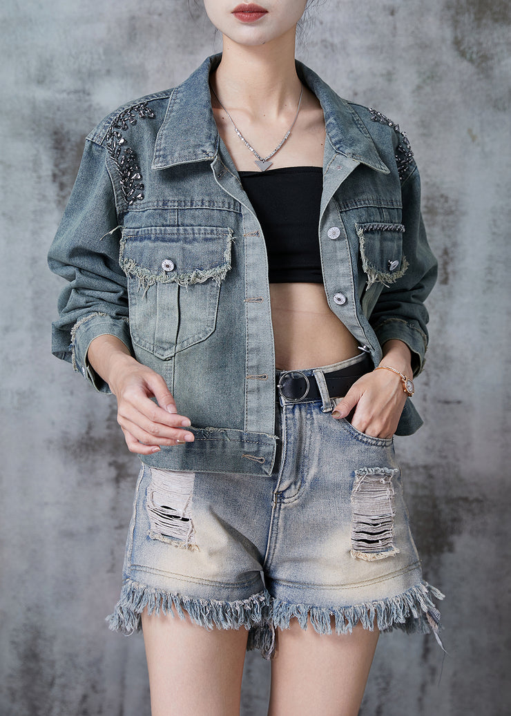 Bohemian Blue Oversized Denim Coat Fall