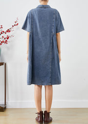 Bohemian Blue Slim Fit Pockets Denim Vacation Dress Summer