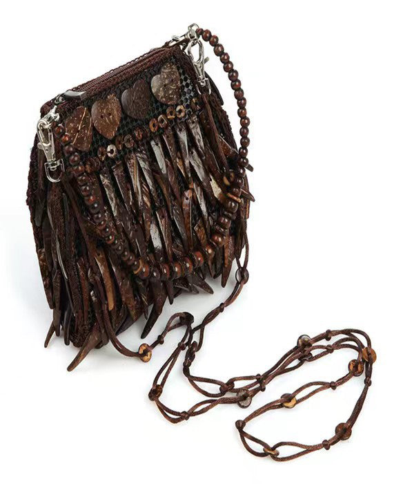 Bohemian Ethnic Style Wooden Tasseled Messenger Bag