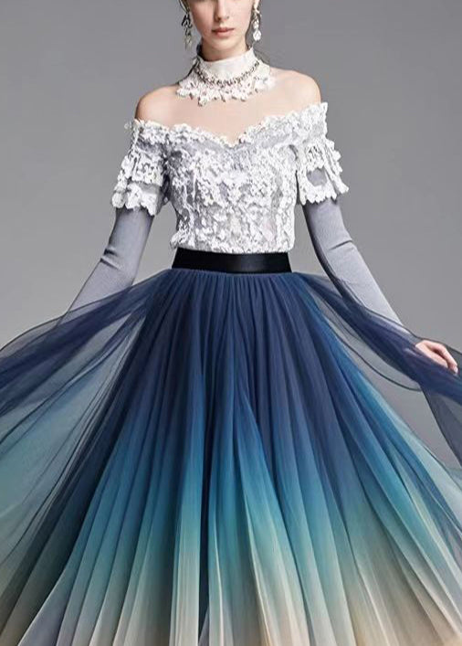 Bohemian Gradient Color Exra Large Hem Tulle Skirt Fall