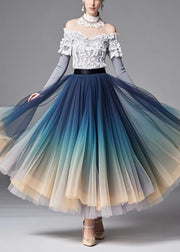 Bohemian Gradient Color Exra Large Hem Tulle Skirt Fall