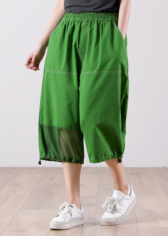 Bohemian Green High Waist Tulle Patchwork Cotton Harem Pants Summer