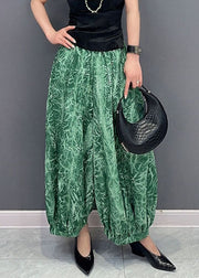 Bohemian Green Pockets Print Patchwork Cotton Harem Pants Summer