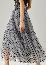 Bohemian Grey Dot Patchwork Tulle Skirts Summer