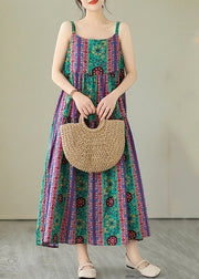 Bohemian Print Patchwork Cotton Spaghetti Strap Dress Summer