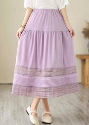 Bohemian Purple Hollow Out Patchwork Cotton Skirts Summer