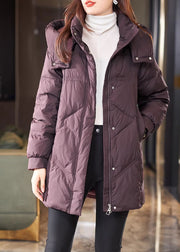 Bohemian Purple Hooded Warm Duck Down Down Coat Winter