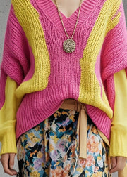 Bohemian Rose Patchwork Thick Knit Sweater Tops Fall