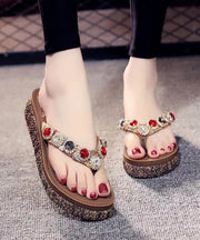 Bohemian Splicing Wedge Brown Flip Flops Zircon