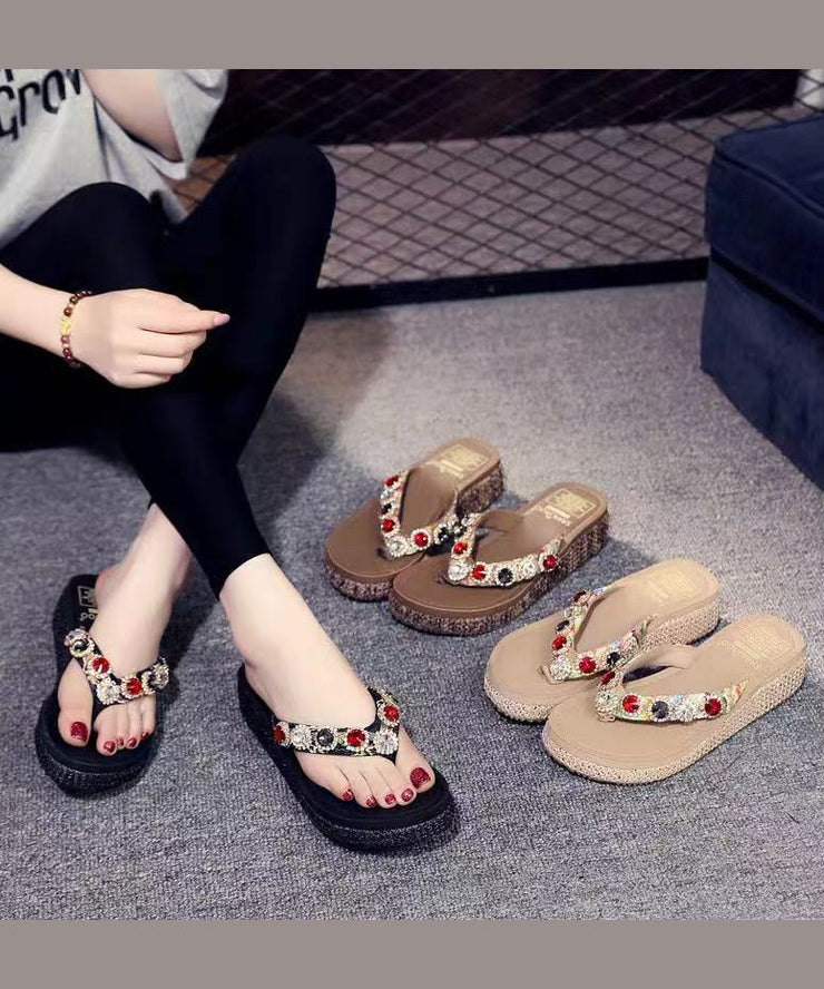 Bohemian Splicing Wedge Brown Flip Flops Zircon