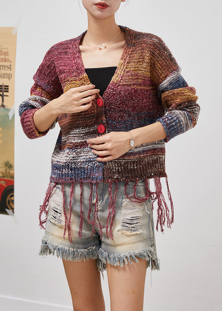 Bohemian Tasseled Tie Dye Knit Jacket Fall