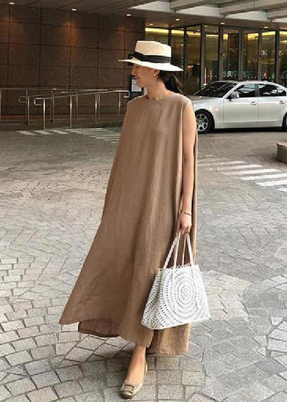 Bohemian O Neck Side Open Linen Cotton Clothes Fabrics color texture Dress