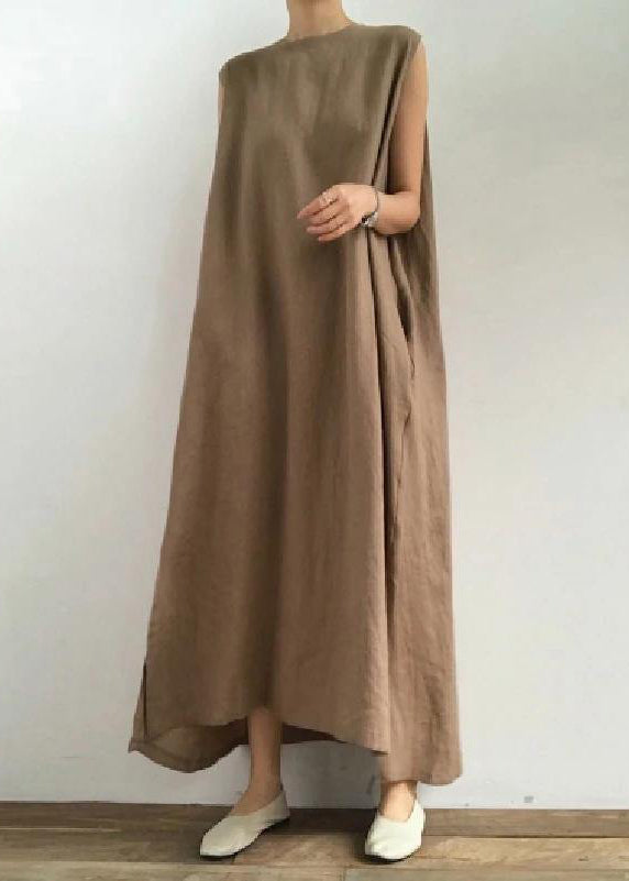 Bohemian O Neck Side Open Linen Cotton Clothes Fabrics color texture Dress