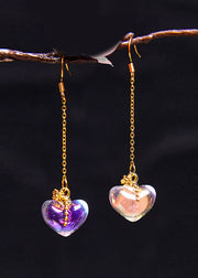 Boho Asymmetric Design Heart-shaped Crystal Drop Earrings