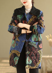 Boho Floral Pockets Thick Warm Fine Cotton Filled Coat Winter