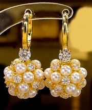 Boho Gold Alloy Pearl Zircon Drop Earrings