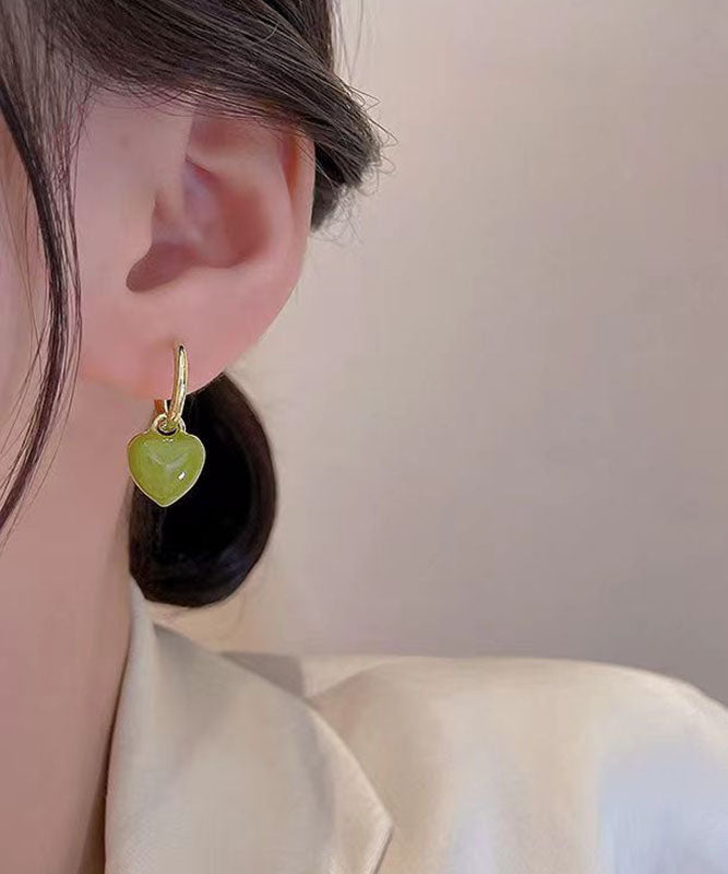 Boho Green Alloy Drip Oil Love Drop Earrings