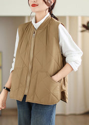 Boho Khaki O-Neck Pockets Patchwork Parka Winter