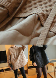 Boho Khaki Oversized Patchwork Knit Sweatshirts Top Spring