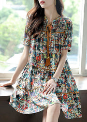 Boho Lace Up Animal Print Chiffon Vacation Dress Summer